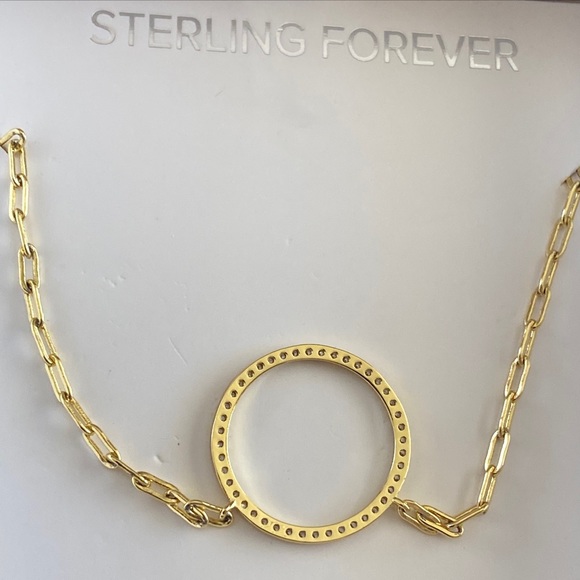 Sterling Forever 14K Yellow Gold Plated Open Circle Cubic Zirconia Necklace - Picture 4 of 9